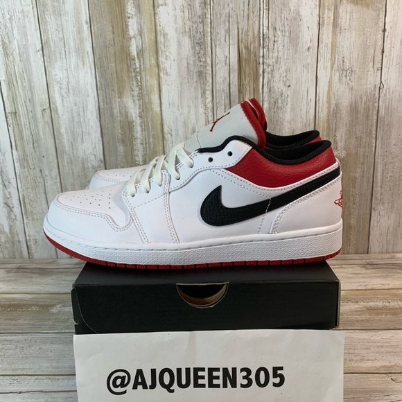 Air Jordan 1 Low white/gym red black Men’s - Picture 5 of 7